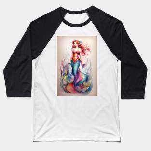 Colorful Rainbow Inspired Mermaid Baseball T-Shirt